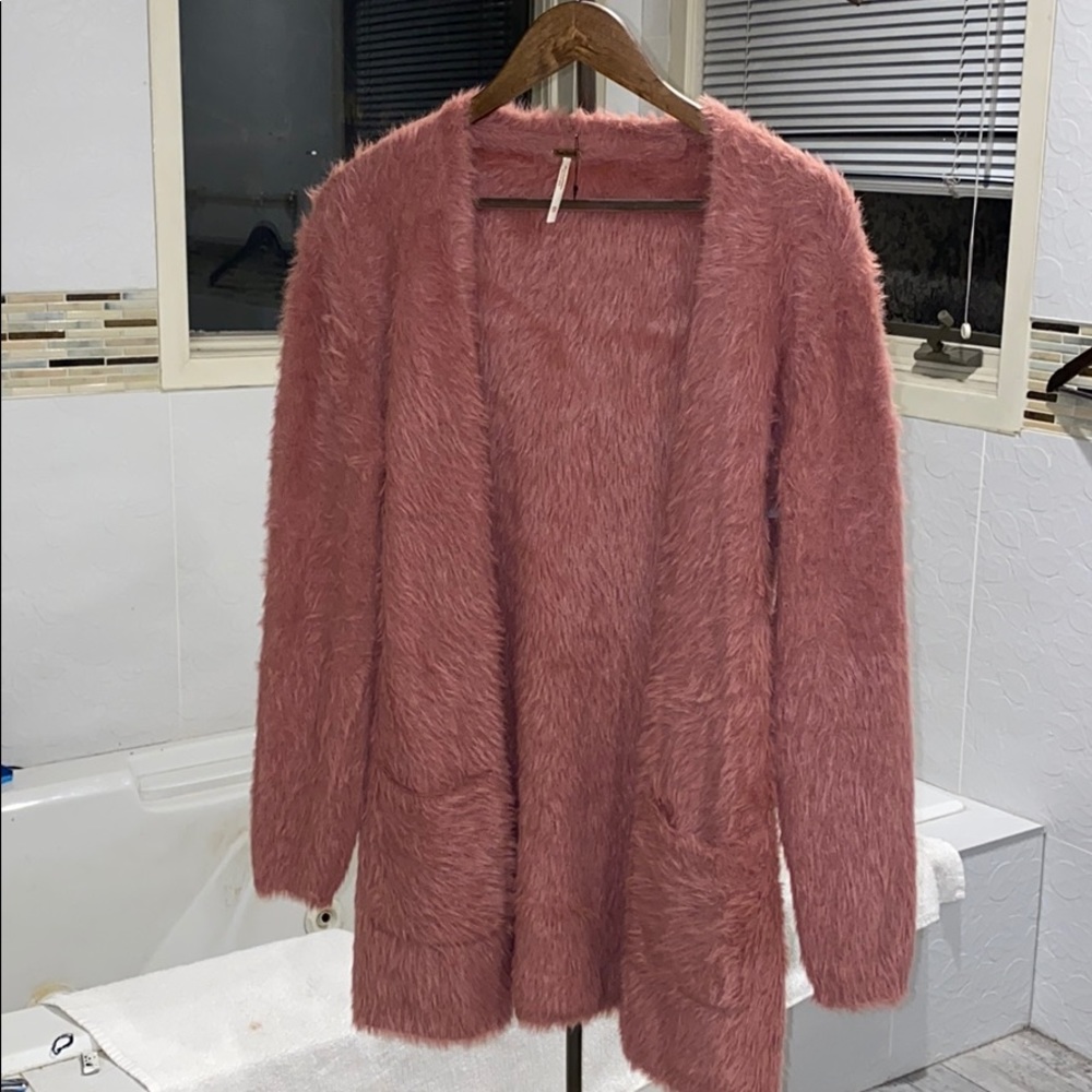 Free People Faux Fur Teddy Boyfriend Cardigan - Picture 3 of 6